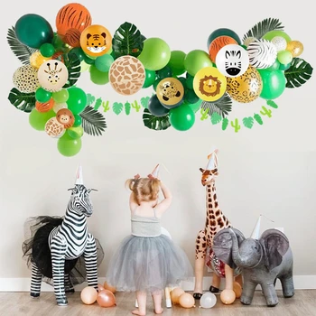 10buc Animale de Pădure Baloane Pentru Safari Junglă Petrecere Decoratiuni pentru Copii Băiat Zebra, Tigru, Leu de 12 țoli Latex Balon cu Aer