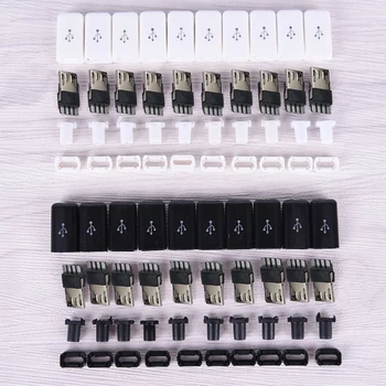 10buc/Lot Alb/Negru de Brand Micro Interfețe Diy Micro Usb de sex Masculin Conectori Kit Capace