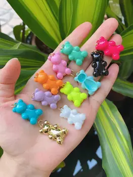 10buc Mari și Mici Multicolore Email Animale Farmecul Minunat Gummy Farmecul Colier Pandantiv