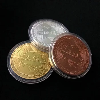 10buc Placat cu Aur Bitcoin Moneda de Colectie Colectie de Arta Cadou Fizice Comemorative Casascius Pic BTC Metal de Epocă Imitație