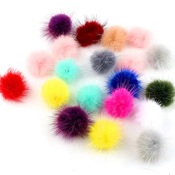10Pcs 3cm Mink Pompoms Fur Pompom Balls for Sewing on Knitted Keychain Scarf Shoes Hats Fur DIY Crafts Earrings Hair Accessories