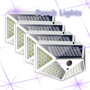 114 LED-uri de Energie Solară Senzor de Mișcare PIR, Lumini de Perete rezistent la apa Lampă Solară Prispa Grădină Lumina Solara Inteligent în aer Liber Lumini 1/2/4buc