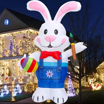 120-180M Iepure Gonflabile Paști Ornament LED-uri Stralucitoare Figura în aer liber, Curte Gazon Bunny Gonflabile Jucării de Crăciun și de Paști Decor pentru casa