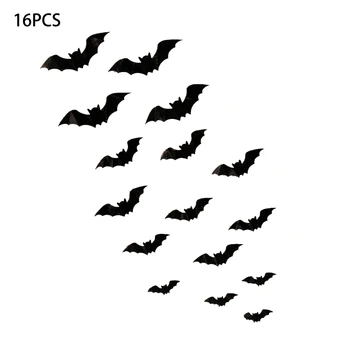 16pcs/pachet Petrecere de Halloween Decorare Perete Autocolante Înfricoșător Horror 3D Bat Autocolante 24BB
