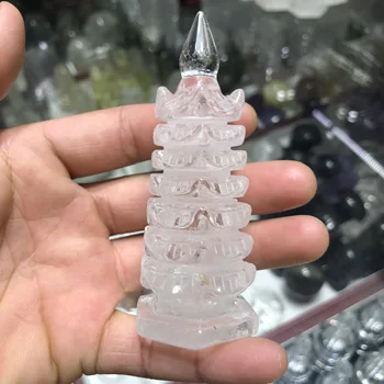 1buc Frumoase naturale alb cristal, sculptură wenchang turn de cristal de cuarț reiki vindeca punct