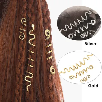 1buc păr Margele de Argint Panglica de Păr Șirag de mărgele Împletitură de Groază Dreadlock Margele Inel Cilp Manșetă pentru Împletirea Părului Extensia Decor