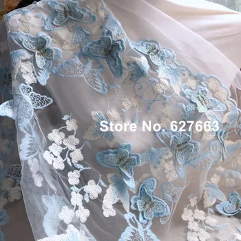 1meter 3D fluture floare broderie dantela tesatura grele haine lucrate manual fusta rochie de plasă tesatura tifon