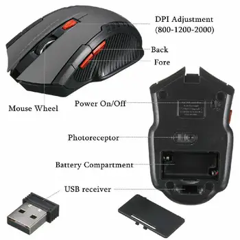 2.4 Ghz Wireless Mouse-ul 1200 DPI Optic cu 6 Butoane Gamer Mouse-ul Cu Receptor USB Mini Ergonomic Gaming mouse Pentru Laptop PC