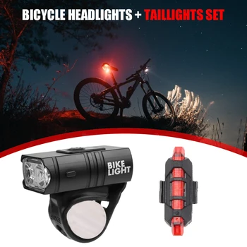2 buc Lumini de Biciclete Impermeabil T6 LED Biciclete MTB Fata de Avertizare Faruri + Stop Spate Bicicleta Lanterna Lumini de Avertizare