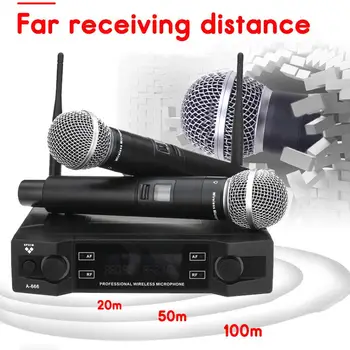 2 Canale de Microfon fără Fir de Sistem Profesionale UHF Automate Portabile 110V-240V Mic Portabile pentru Kraoke Discursul de Partid