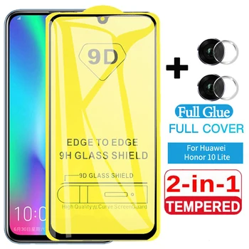 2 în 1 Full Adeziv Sticla Temperata Pentru Huawei Honor 10 Lite Ecran Protector Obiectiv 9H Pe Onoarea 10Lite Lumină Sticlă de Protecție