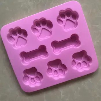 2-în-1Silicone Bicarbonat de Mucegai Câine Amprenta Picioare Mucegai Tort Matrite Os Mucegai Cookie Fondant 3D DIY Laba Pisica Bakeware Instrument de Bucatarie