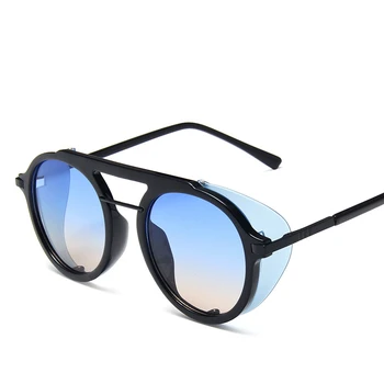 2019 Barbati Retro Punk Rotund ochelari de soare Moda Noua Femei Culoare lentile Mare cadru de Epocă de Lux Oglindă supradimensionat ochelari de soare