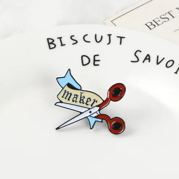 2019 Foarfece Email Pin Desene animate Banner Maker butonul insigna brosa sac de Guler de Camasa Artizanat Bijuterii Cadou pentru Prietenii breloc