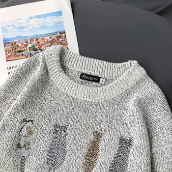 2019 nou pulover de moda casual pulover barbati pisoi drăguț model rotund gat pulover