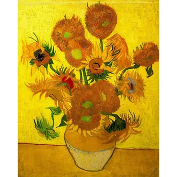 2020 diamant pictura burghiu plin de Floarea-soarelui de Van Gogh Pictura Celebra diamant broderie set de imagini cu flori de pietre de artă