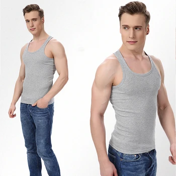 2021 Bărbați de Toate Maieu de Culoare Solidă fără Sudură Lenjerie de corp Aproape Umeri Largi V Gât Vesta T-shirt Confortabil