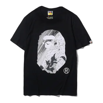2021 Bărbați T-shirt Ape Capul de Imprimare Maneca Scurta Alb tricou Negru din Bumbac pentru Bărbați și Femei Top cu Maneci Scurte