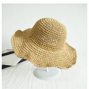2021 NOUA MODA Pliere Pălărie de Paie pentru Femei Excursie de Vară Parasolar Vacanță Pălărie Rece pe Litoral Plaja Hat Valul Pălării de Vară