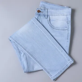 2021 Primavara-Vara Noi Bărbați Spălat Lumină Albastră Subțire de Blugi Stil Clasic Moda Stretch Slim-fit Denim Pantaloni sex Masculin Brand Pantaloni