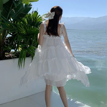 2021 Rochii de Vara Aluneca Femei Rochie Kawaii Haine Albe Elegante de Îmbrăcăminte pentru Femei Cottagecore Harajuku Nunta Sarafane