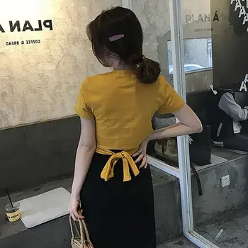 2021 vara grafic sexy culturilor topuri femeile coreea style moda cu maneci scurte curele de bază t camasa pentru schoogirl streetwear haine
