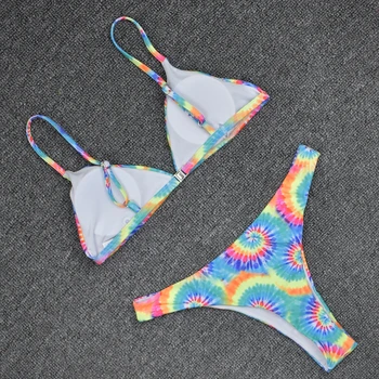 2021 Vara Imprimate Sexy Bikini din Două Piese Costume de baie Leopard Costum de Înot cu Piept de Pernă și Triunghiul Sac Beachwear