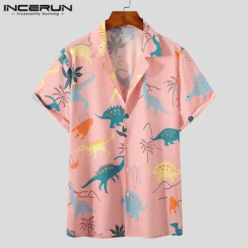2021 Vară Bărbați Cămașă Hawaiană Respirabil Rever Maneca Scurta Streetwear Casual Camisas Butonul de Vacanță Barbati Haine 3XL INCERUN