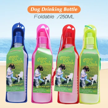 250ml Câine de Companie Sticla de Apa de Plastic Portabil Sticla de Apa acceptă Animale de Călătorie în aer liber cu Apă Potabilă Alimentator Castron Pliabil