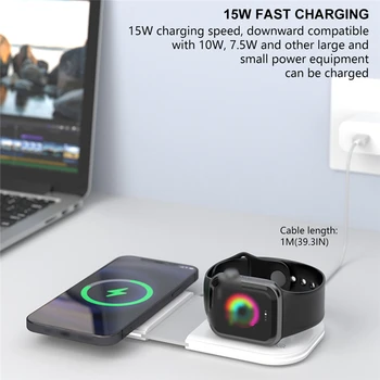 2in1 Magnetică Pliabil Duo de încărcare Pentru iPhone 12 12Pro 12ProMax 12Mini 15W Rapid de încărcare Wireless Pentru Magsafe Apple Watch Încărcător