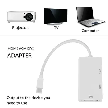 3 în 1 Port Thunderbolt Mini Displayport, DVI, VGA, Display Port Cablu Adaptor pentru Mac Macbook Air, iMac Microsoft Surface Pro
