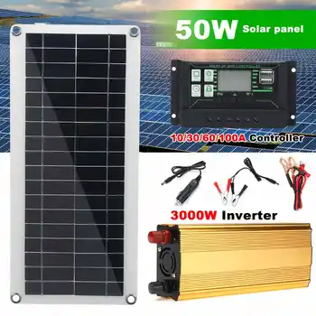 3000W Invertorul USB Kit de 50W Panou Solar Sistem de Putere 60 /100A Controler Complet Complet Puterea Grila de Start Tabără de Telefon