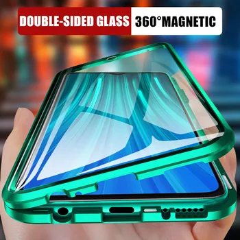 360 Magnetic de Adsorbție Caz de Metal Pentru Xiaomi Redmi Nota 10 9T 9 8 7 Pro K40 9A 9C Pentru Xiaomi 11 M3 X3 față-Verso Capac de Sticlă