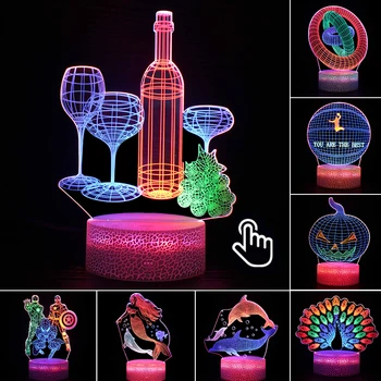 3D Lumina de Noapte Acrilice Fotbal Baschet Lampă de Masă Atmosferă pentru Decor Acasă Lumina Delfin Copil Aniversare de Ziua de nastere Cadouri
