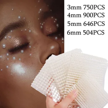 3mm/4mm/5mm/6mm 3D Pearl Stras Unghii Fard de pleoape Stickere Auto Adezive Fata Spranceana Unghii Știfturi Diamond Nail Art Decor