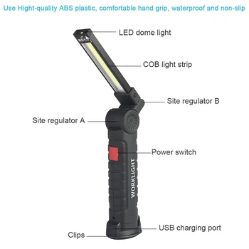 45000LM Portabil Lumina de Lucru Magnetic Coada Lanterna USB Reîncărcabilă Lampă de Lucru Baterie Built-in Lanterna Pliabil COB LED Lanterna