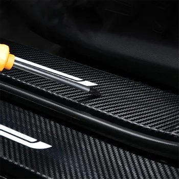 4BUC de Protecție styling interioare auto Pentru Audi A7 A7L TT pragului de Ușă de protecție autocolante auto ușa din fibra de carbon vinyl decals