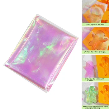 50*50cm Laser de Mare Irizate Film transparent Gros de Celofan Transparent Rainbow Foaie de Rășină Incluziuni Ornamente