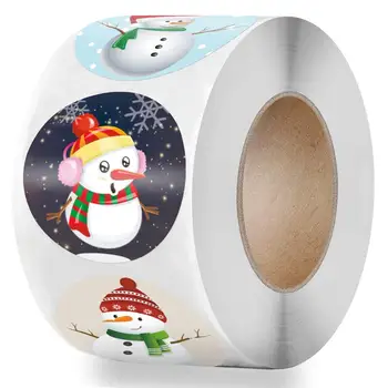 500pcs/Rola Crăciun Fericit om de Zăpadă Manual Autocolant Cutie de Cadou Pachet Decor 1