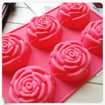 6 Flori de Trandafir 3D Silicon Cookie Fondante Mucegai Tort Cupcake Săpun Biscuit de Ciocolata Mucegai DIY Decorare Instrument de Luare de Săpun Instrumente