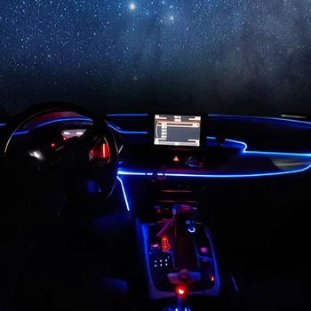 6 în 1 RGB Ambientală cu LED 6M Decoratiuni Interioare Auto cu Fibra Optica Lumina Benzi de Control App Decorative Atmosfera Lămpi 12V