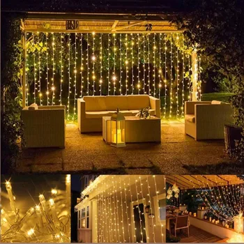 6M x 3M 600 LED-uri în aer liber, Vacanță de Crăciun Decorativ de Nunta xmas Șir de Basm Cortina Ghirlande Strip Lumini de Partid