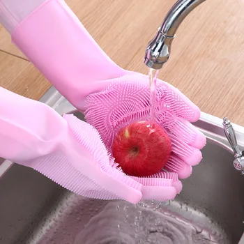 Accesorii De Bucătărie De Curățare Instrument Magic De Spălat Vase Silicon Mănuși Proteja Mâna Murdărie Curat Legume Fructe Perii Se Spală Gadget