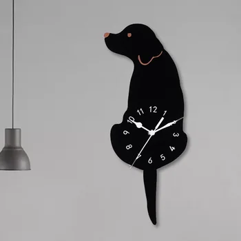 Acrilice Cuarț Ceas de Perete Creative Câine Leagăn Coada Tăcut Ceasuri Pendul pentru Camera de zi Dormitor Bucatarie Baie Decor de Birou