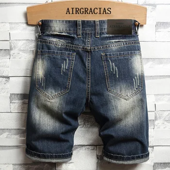 AIRGRACIAS 2021 Nou pantaloni Scurți din Denim Rupt Gaura Tendință de Moda pentru Bărbați de Trei Sfert Pantaloni Albite Zgârieturi Brand Denim Dimensiunea Asia