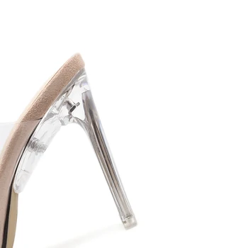 AIYKAZYSDL Femei de Cristal Clar Sandale Peep Deget de la picior Deschis Transparent Gros Bloc Indesata Toc Înalt Sandale de Vara Catâri Diapozitive 35-40
