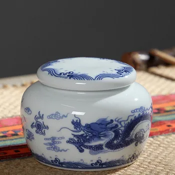 Albastru și Alb Portelan Ceai Caddy Jingdezhen Ceramică Colectorului de uz Casnic Sigilate Rezervor boabe de Cafea Pulbere de Stocare Borcan de Ceai Cutie de Cadou