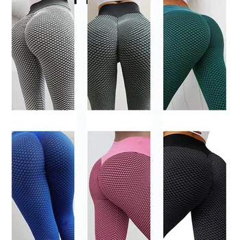 Amazon eBay femei Jacquard fagure de culturism pantaloni piersic șold talie mare de funcționare fitness tight Pantaloni de Yoga