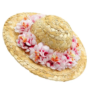 Animale De Companie Flori Pălărie De Paie Câine Primavara-Vara Palarie De Soare Drăguț Țesute Pălărie De Paie Costum Accesoriu