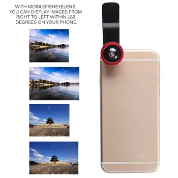 Aparat de Fotografiat Telefon mobil Kit Lens Lentilă Ochi de Pește + 2 in1 Obiectiv Macro si Super-Obiectiv cu Unghi Larg cu Negru Universal Telefon Clip